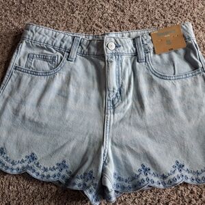 Light Blue Embroidered Kids Shorts